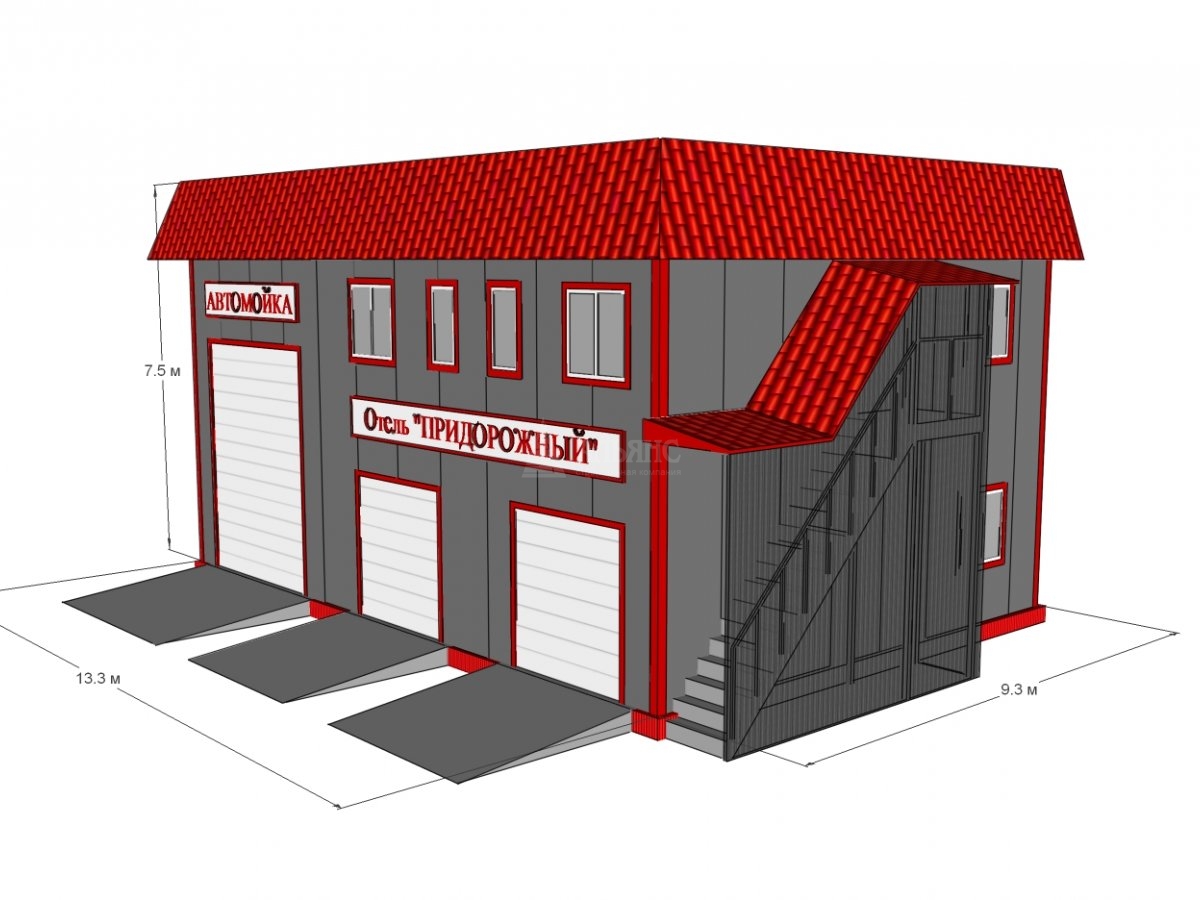3D визуализация СТО из сэндвич-панелей - фото 7