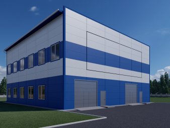 Здание склада с АБК из сэндвич-панелей